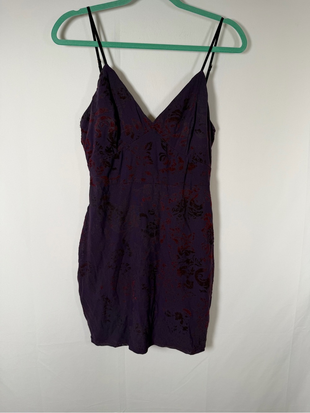 Whimsigoth Fairy Grunge Purple Floral Velvet Burnout Babydoll Slip Dress